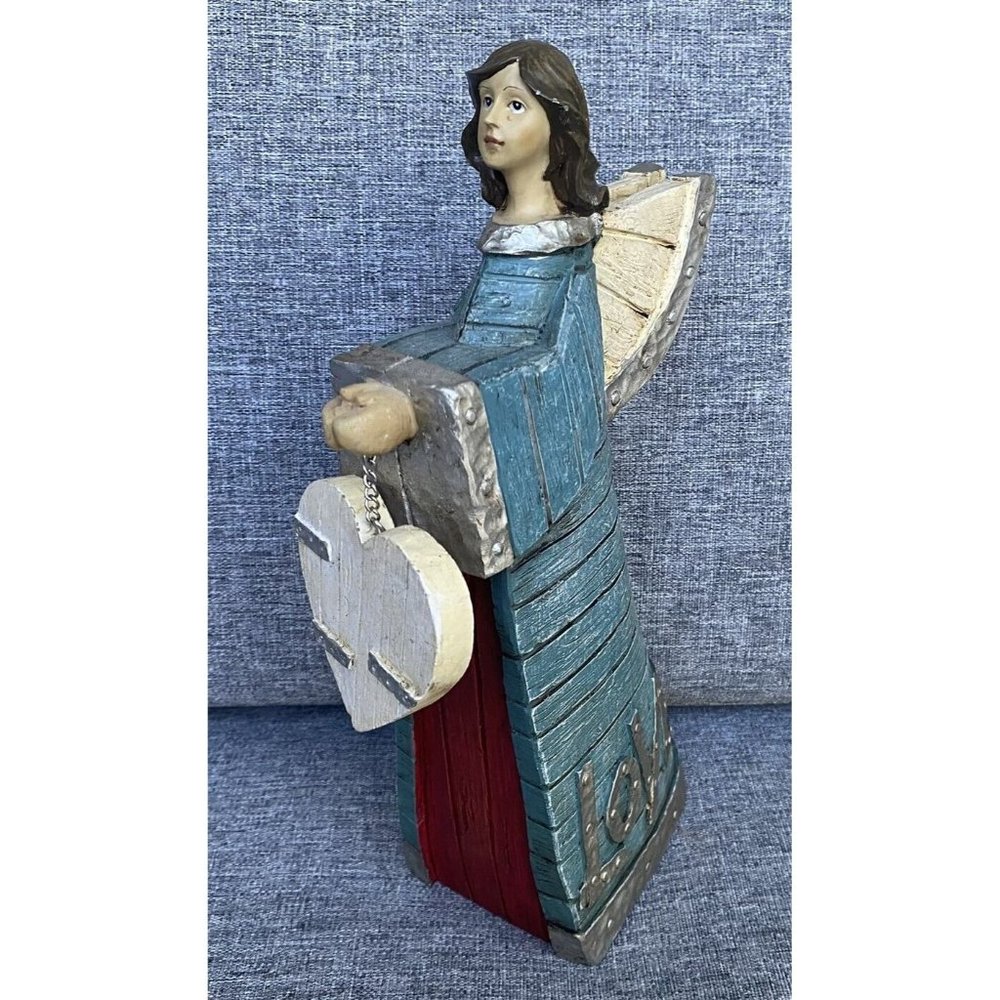 Roman Inc Angel Wood Country Folk Art Love Angel Holding Heart